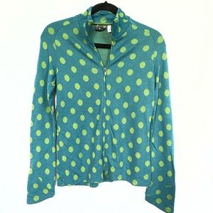 IBEX ZIP-UP WOOL GREEN DOT TOP
